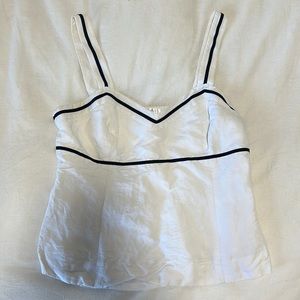 Loft White Black Trip Tank Top, Old Money Top